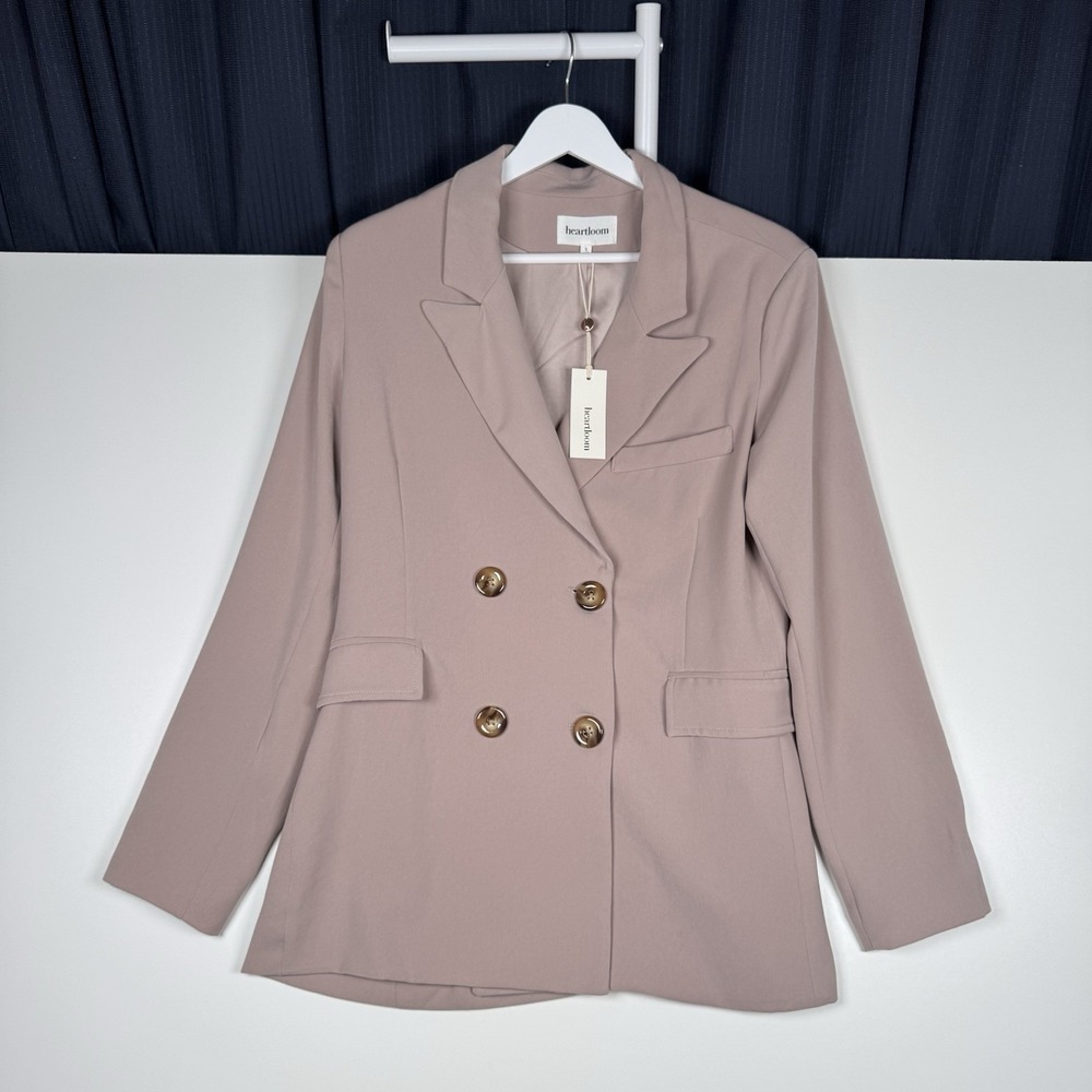 NEW - HEARTLOOM Betsie Double Breasted Blazer Jacket Women's 12 - Blush Pink